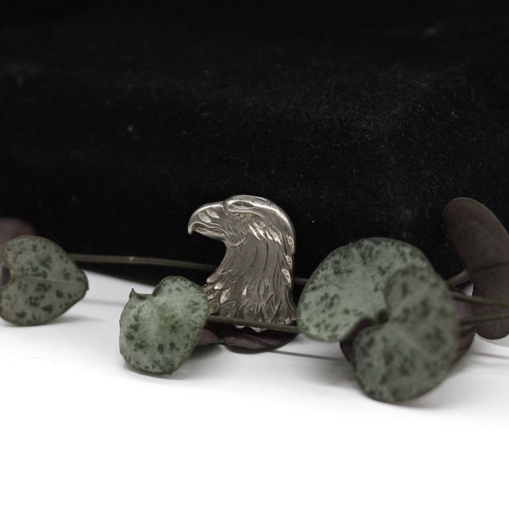 Sterling Silver Eagle Head Pendant Textured Bird of Prey pendant 925